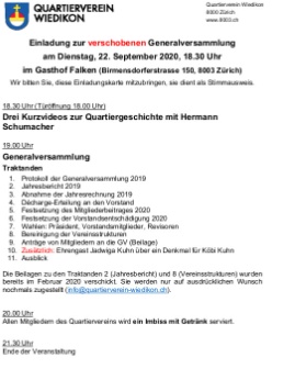 Traktandenliste der Generalversammlung