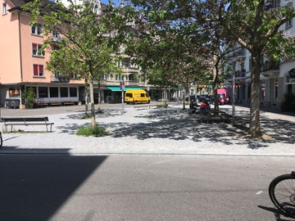 Hier auf dem Brupbacherplatz startet am 20. März 2021 der neue Wiediker Wochenmarkt