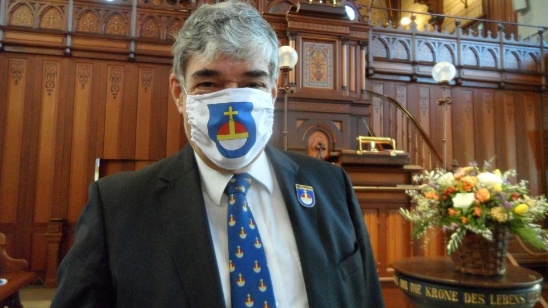 Wetterfrosch und Zunftmeister Felix Blumer mit Wiediker Maske
