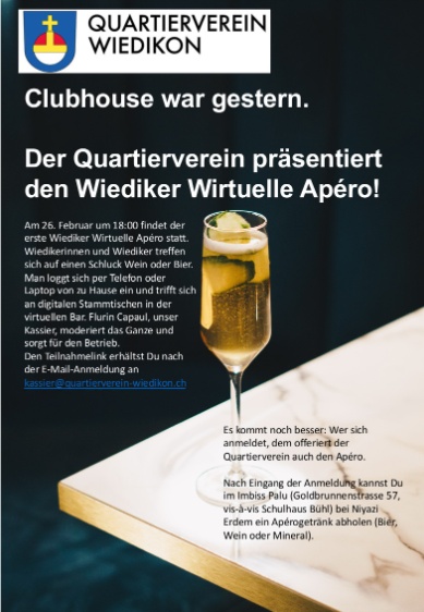 Einladung zum ersten Wiediker Wirtuelle Apéro