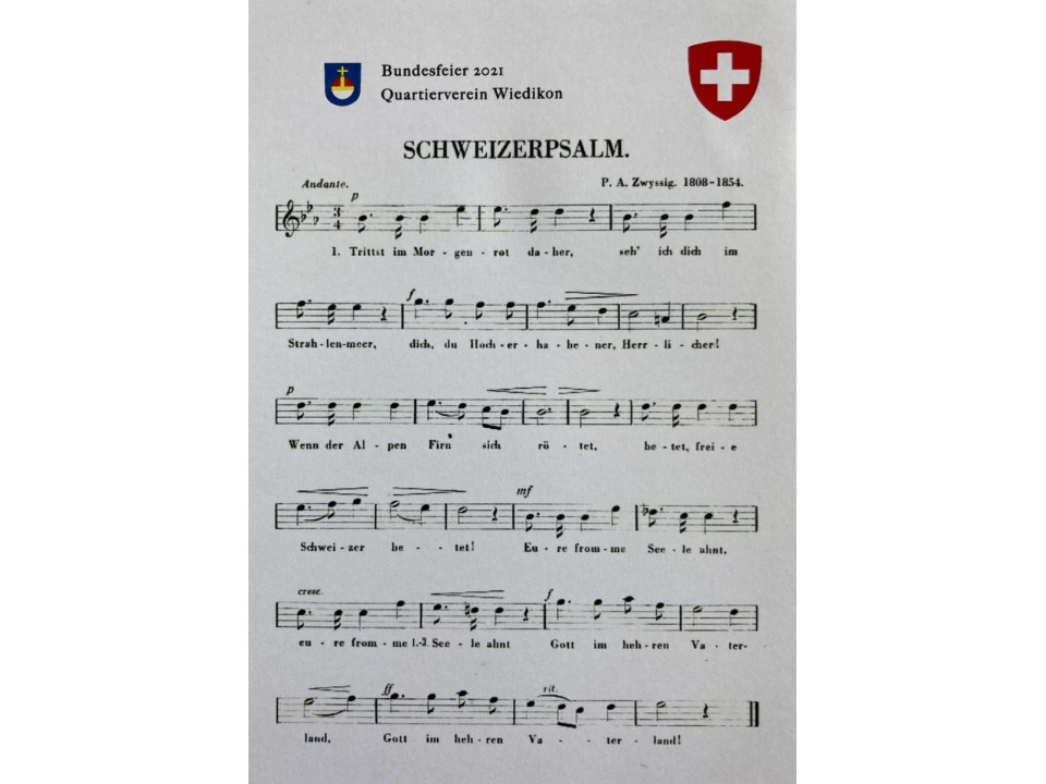 Der «Spickzettel» zum Schweizerpsalm