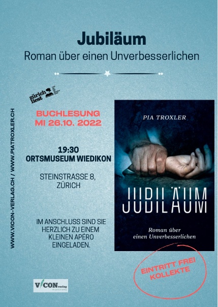 Flyer zur Buchlesung im Ortsmuseum vom 26. Oktober