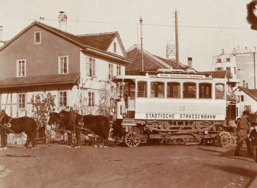 Erste Strassenbahn in Wiedikon 1898
