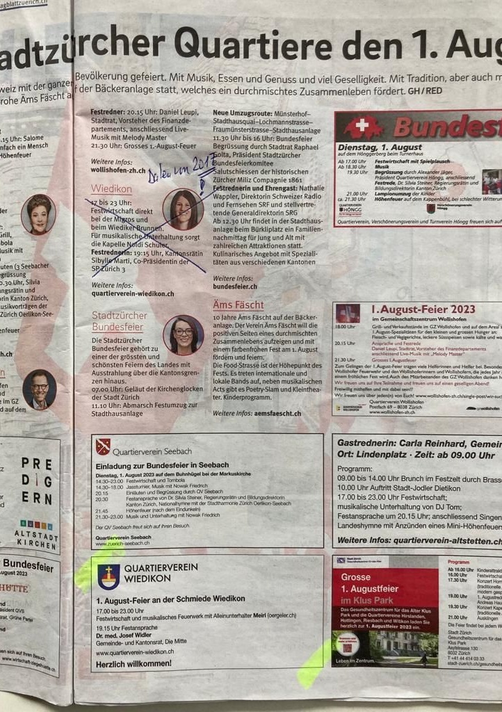Falsche Tagblatt-Doppelseite vom 26. Juli 2023