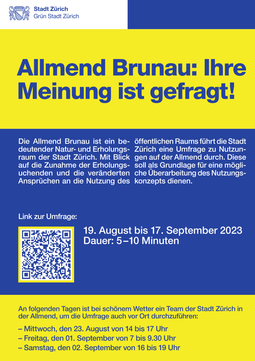 Umfrage von Grün Stadt Zürich mit QR Code