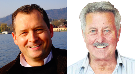 Thomas Gerster, erster Zunftschreiber (links), und Albert Hagenbucher, Verfasser des Schweizer Jassreglements Thomas Gerster, erster Zunftschreiber (links), und Albert Hagenbucher, Verfasser des Schweizer Jassreglements