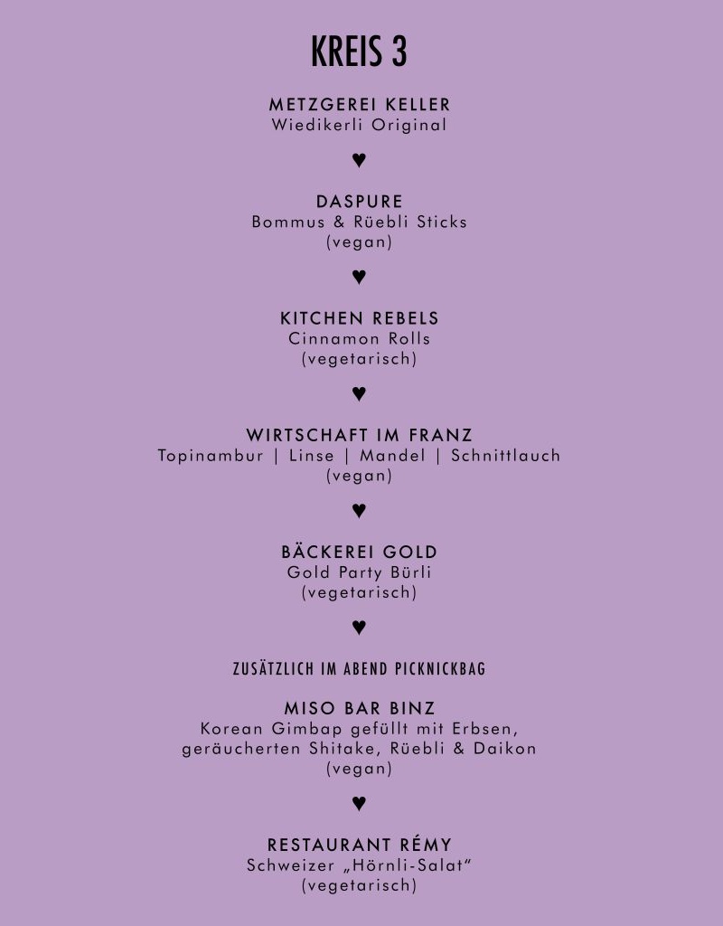 Das Menu aus dem Kreis 3