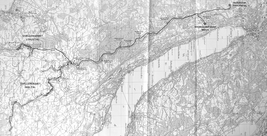 Wasserzufuhr vom Lorze-/Sihltal-Quellgebiet nach Zürich-Wiedikon Wasserzufuhr vom Lorze-/Sihltal-Quellgebiet nach Zürich-Wiedikon